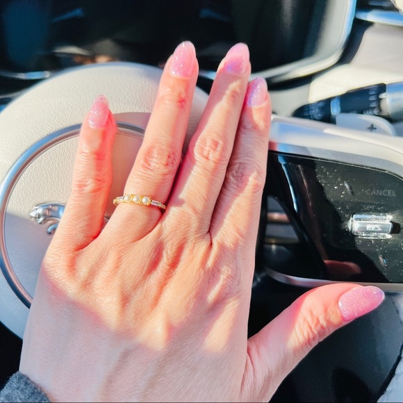 Trio of Pearls and Crystal CZ Baguettes Resizable Gold-Plated Stamped S925 - Picture 4 of 6